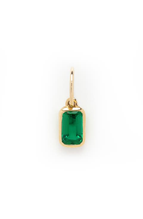 Solid 9K Gold 
Baguette Cut Birthstone Charm