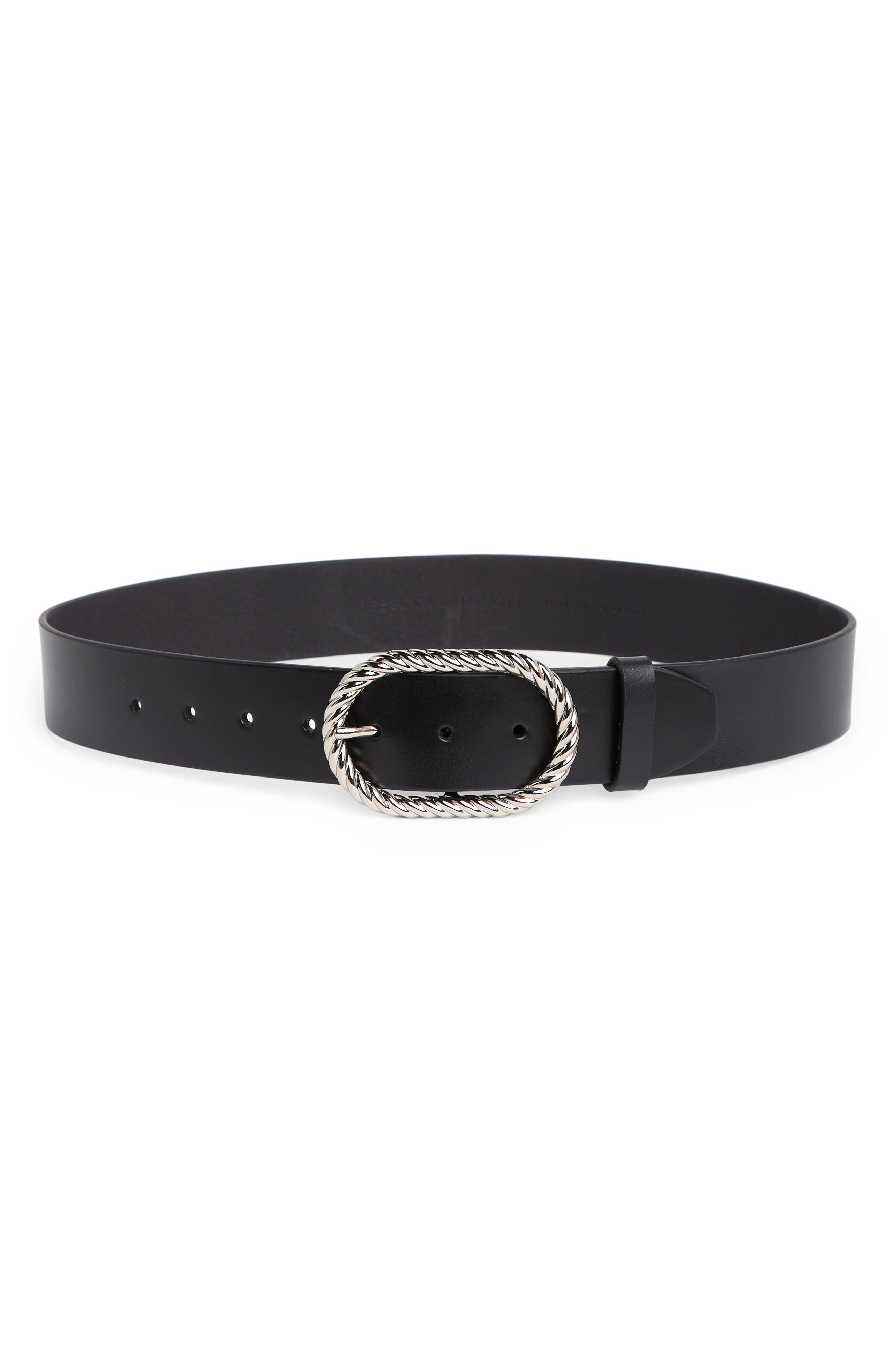 Rebecca Minkoff Whipstitched Leather Edge Double-Buckle Belt REBECCA BELT – FREDA SALVADOR main image 2