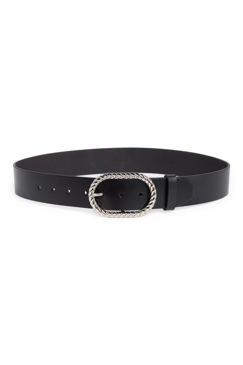 Leather Belt, Main, color, BLACK