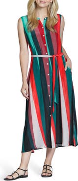 APNY Stripe Belted Midi Shirtdress