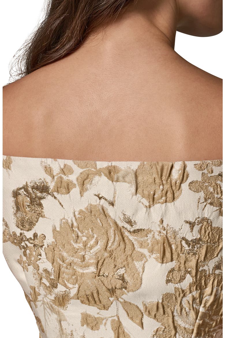 Floral Metallic Jacquard Sheath Dress, Alternate, color, GOLD MULTI