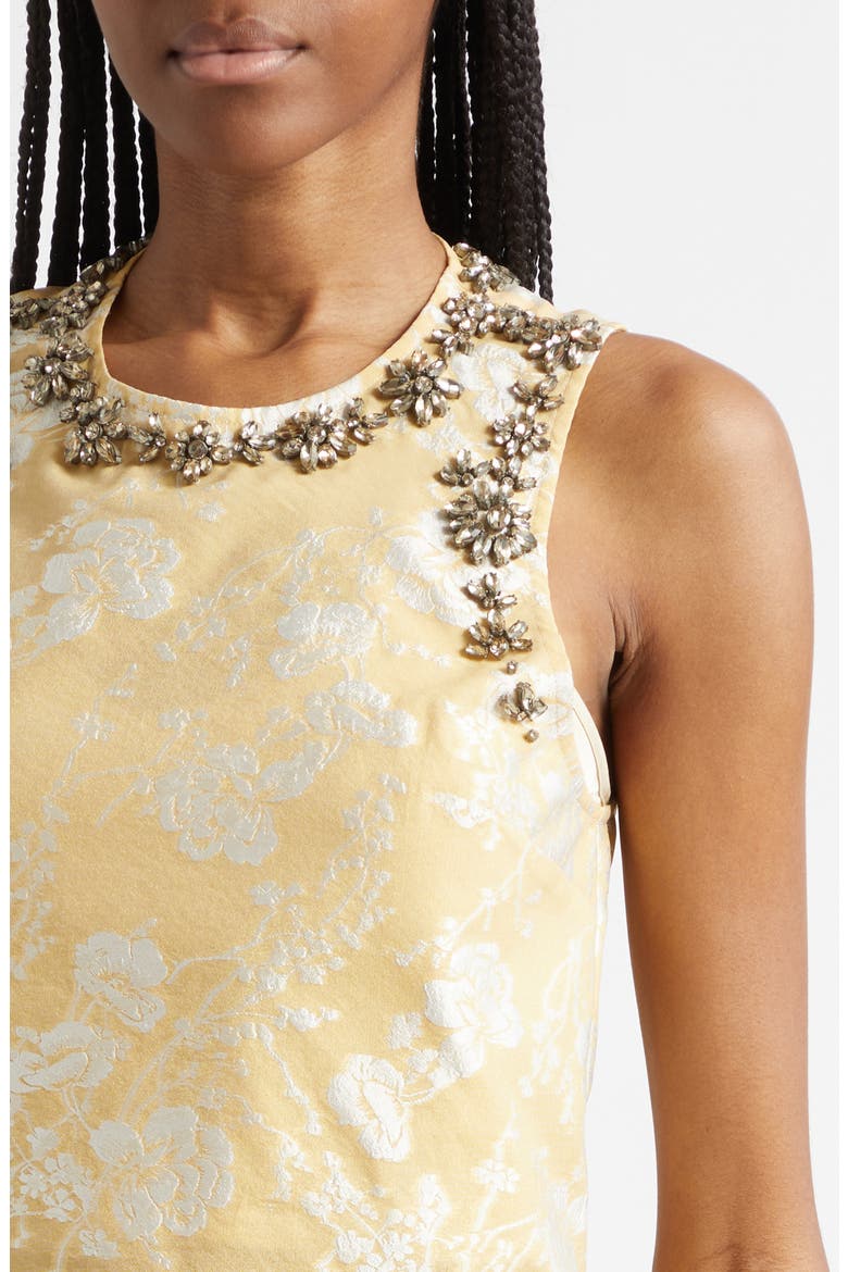 Rhinestone Floral Jacquard Sleeveless Top, Alternate, color, OCHRE MUSE/ WHITE