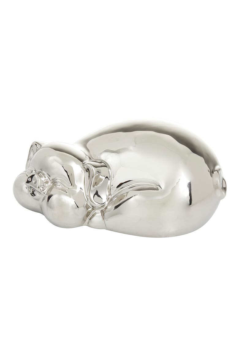 Silvertone Porcelain Glam Pig Sculpture, Alternate, color, SILVER