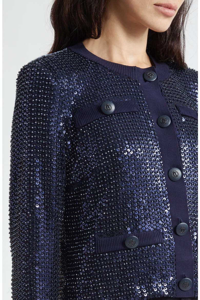 Anna Sequin Jacket, Alternate, color, NAVY BEADED MESH