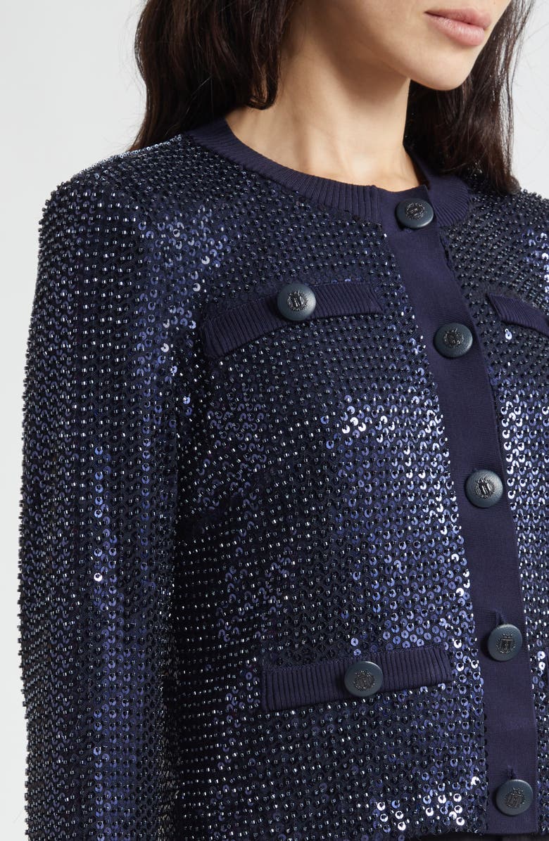 Ramy Brook Anna Sequin Jacket, Alternate, color, Navy Beaded Mesh