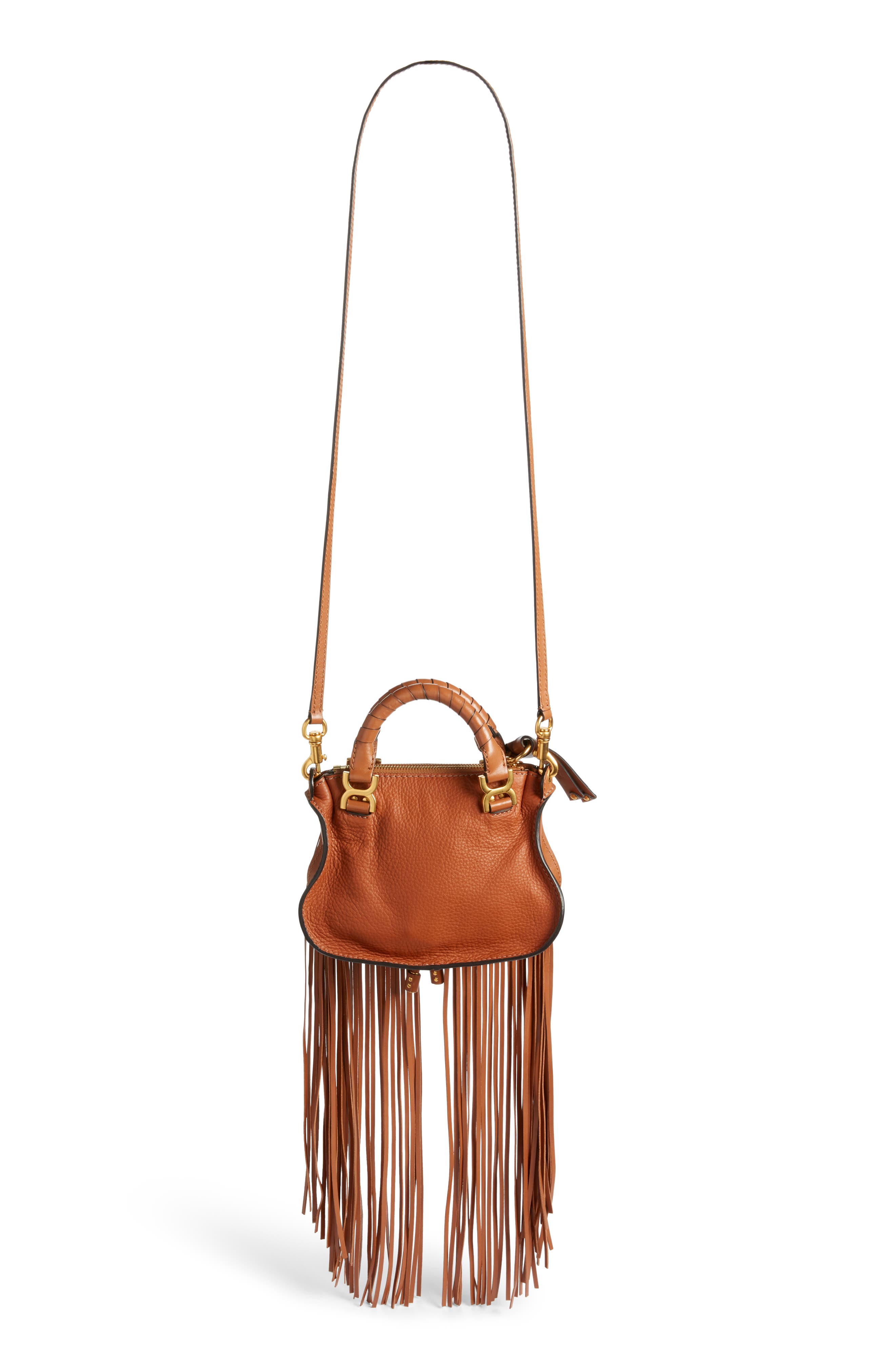 Chloé Mini Marcie Fringe Leather Crossbody Bag, Alternate, color, 