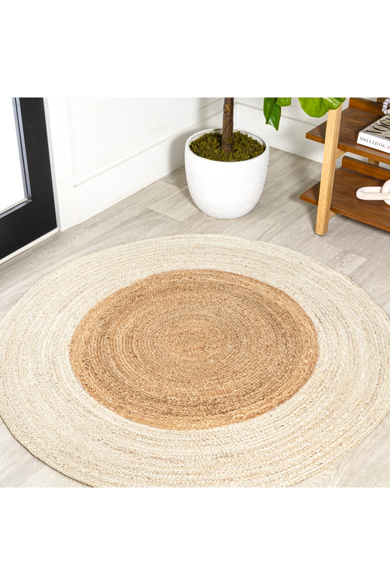 Oceana Two-Tone Boho Jute Circle Round Area Rug, Alternate, color, Cream/Natural