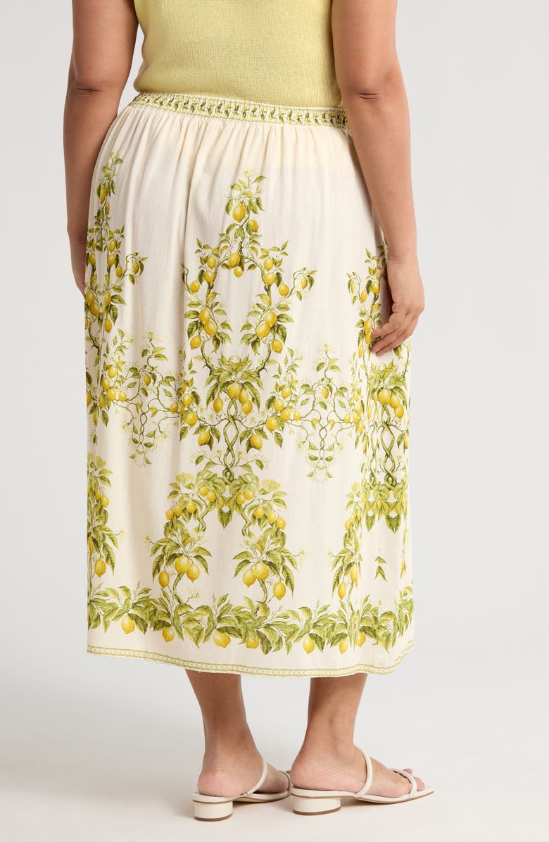 MAX STUDIO Border Print Maxi Skirt, Alternate, color, Natural Lemon Tree