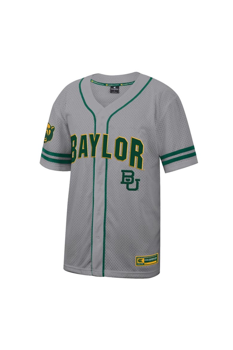 Men's Colosseum Gray Baylor Bears Free Spirited Baseball Jersey, Alternate, color, Gray