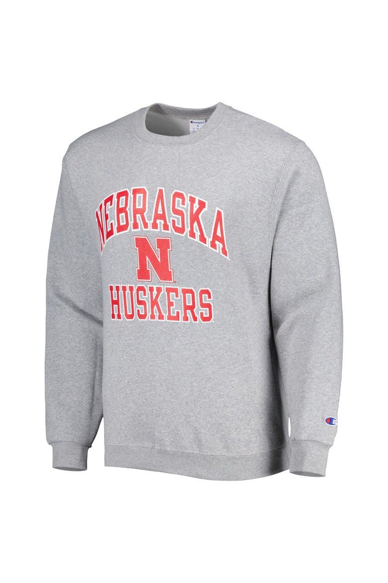 Men's Champion Heather Gray Nebraska Huskers High Motor Pullover Sweatshirt, Alternate, color, Heather Gray