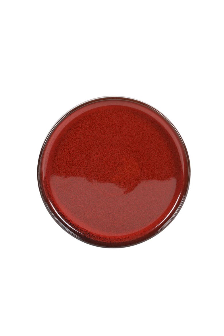 Santorini Mist 16 Piece Terracotta Reactive Glaze Plates and Bowls Dinnerware Set, Alternate, color, Garnet Red