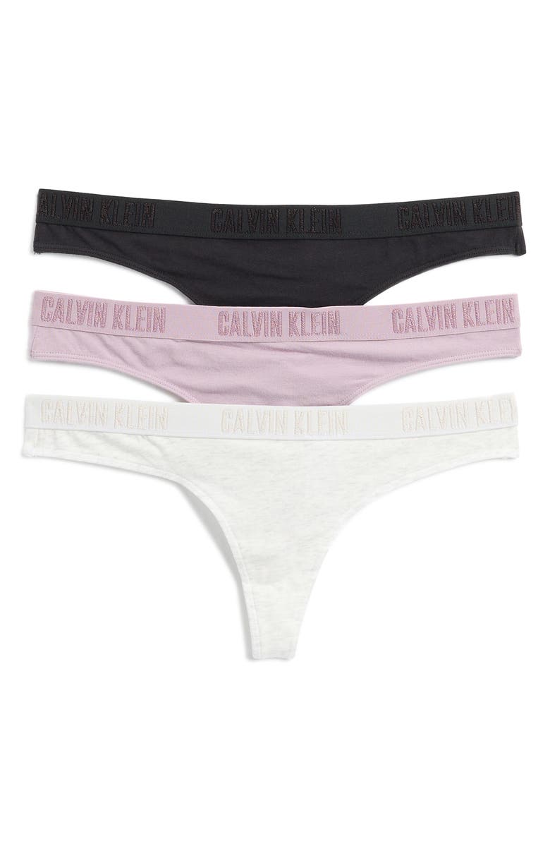 Calvin Klein Logo Thong - Pack of 3, Main, color, P4x Black/ Snow
