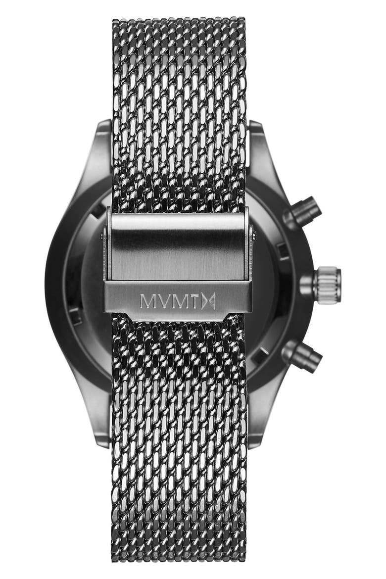 MVMT Voyager Chronograph Mesh Strap Watch, 42mm, Alternate, color, SILVER/ BLACK/ SILVER