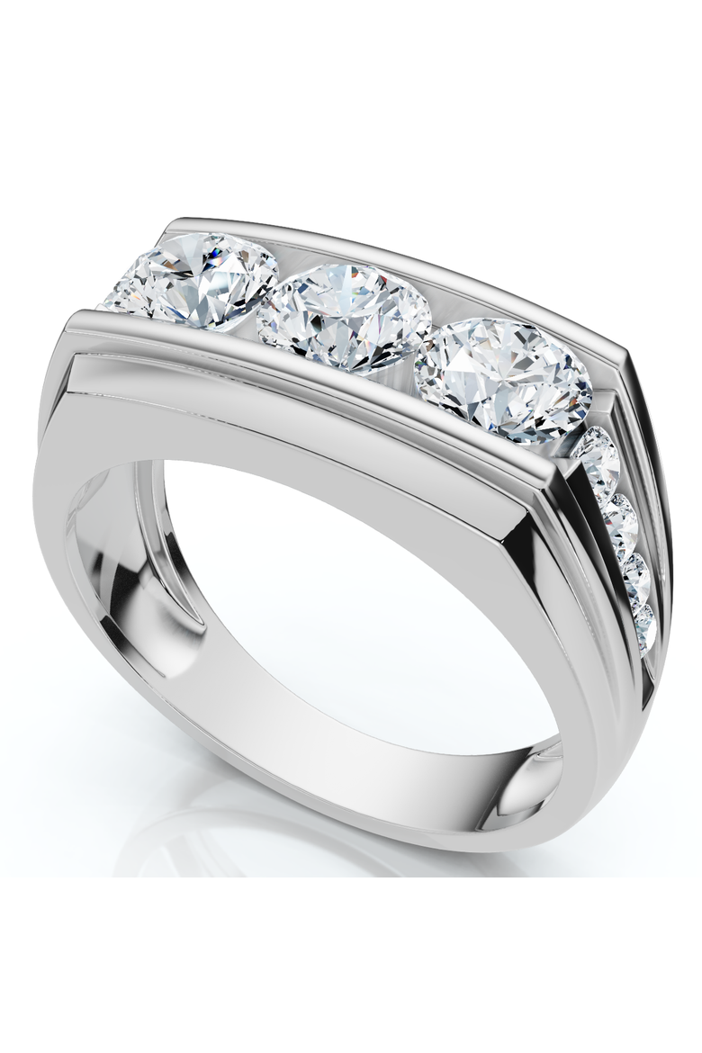 Men's 2Ct Diamond Accented Wedding Anniversary Ring 14k Gold Lab Grown FG/VS, Alternate, color, 14k White Gold
