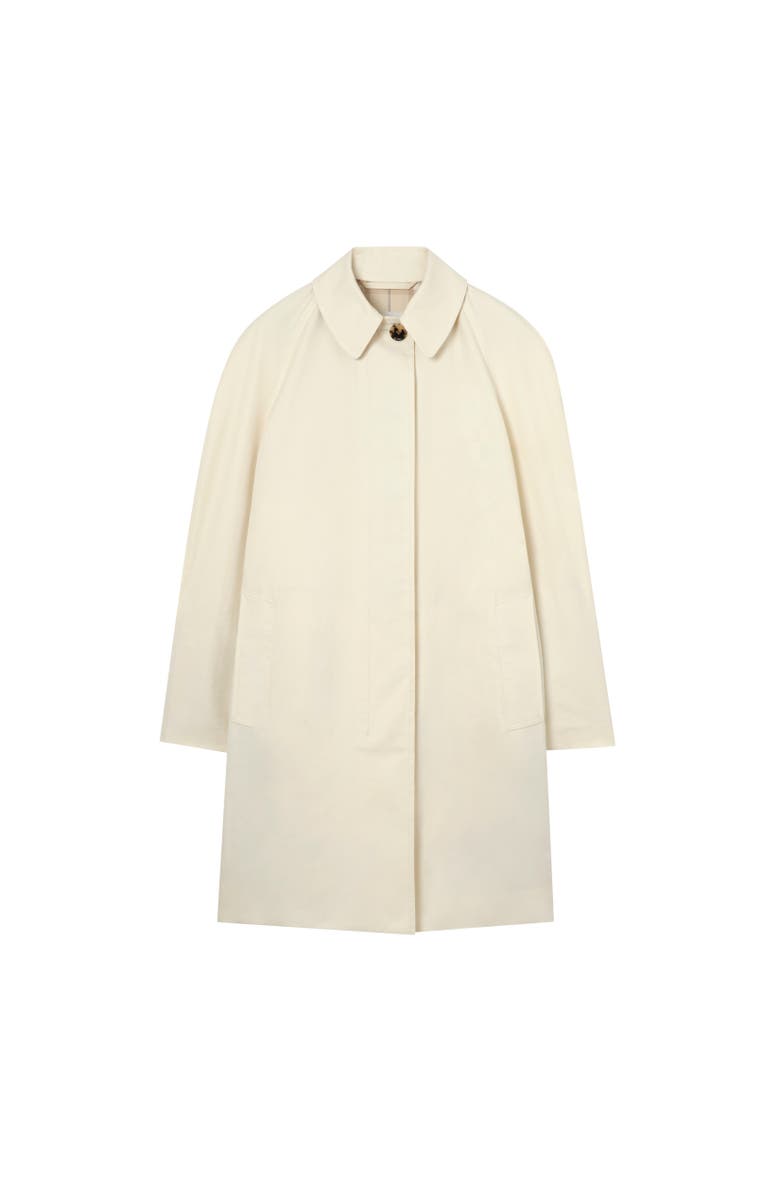 Burberry Mid-length Ruched Gabardine Car Coat, Alternate, color, Tundra White