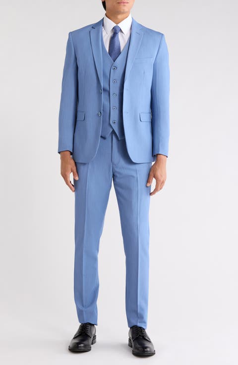 Skinny Fit Solid Stretch Three Piece Suit