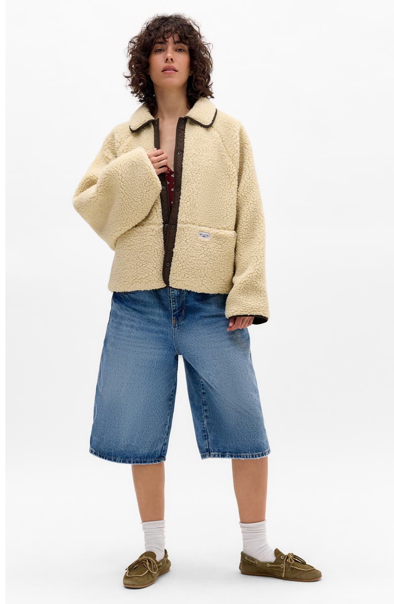 BDG Urban Outfitters Reversible Fleece & Nylon Jacket, Alternate, color, Cream