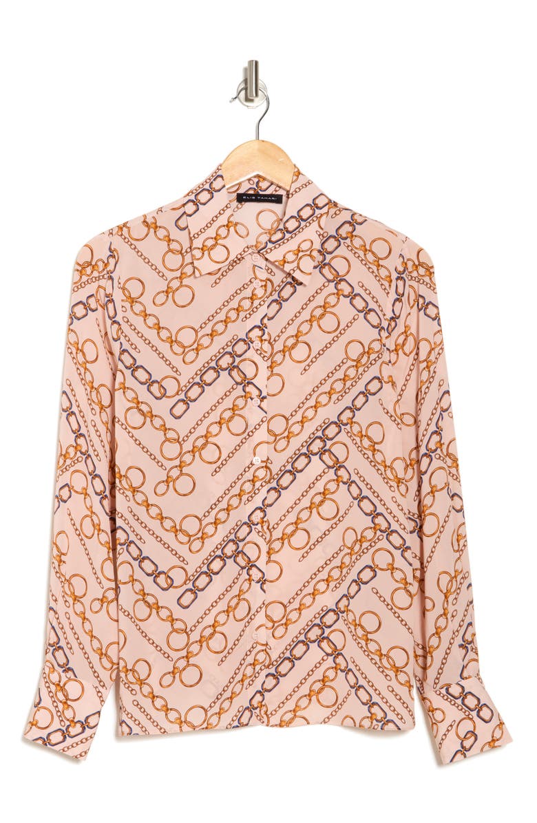 Elie Tahari The Haven Gilded Chain Print Button-Up Shirt, Alternate, color,