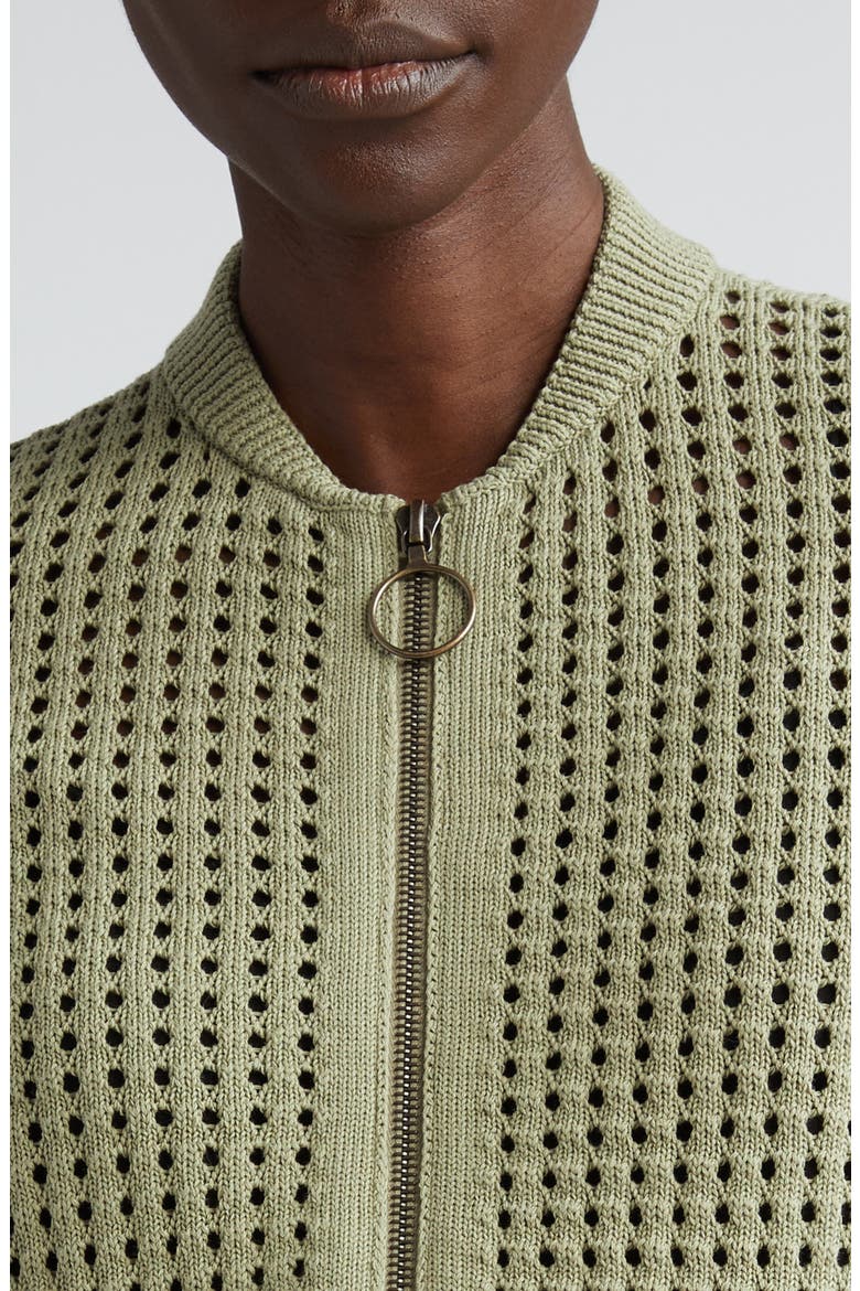Open Stitch Zip Cardigan, Alternate, color, SAGE