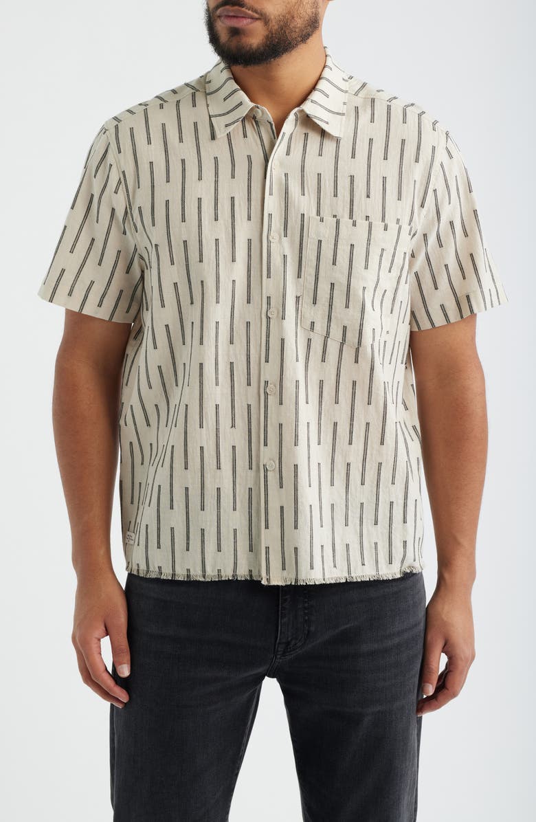 Percival Nancy Short Sleeve Button-Up Shirt, Main, color, Ecru