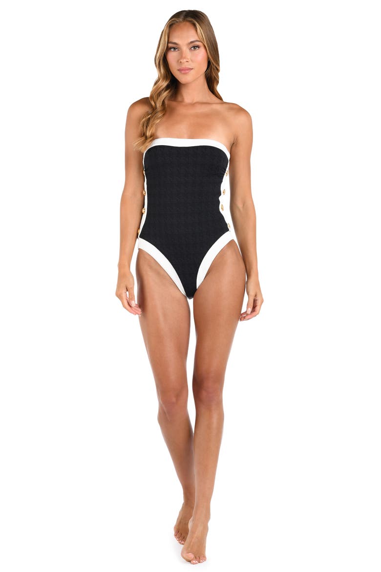 Tory Colorblock One-Piece Swimsuit, Alternate, color, BLACK