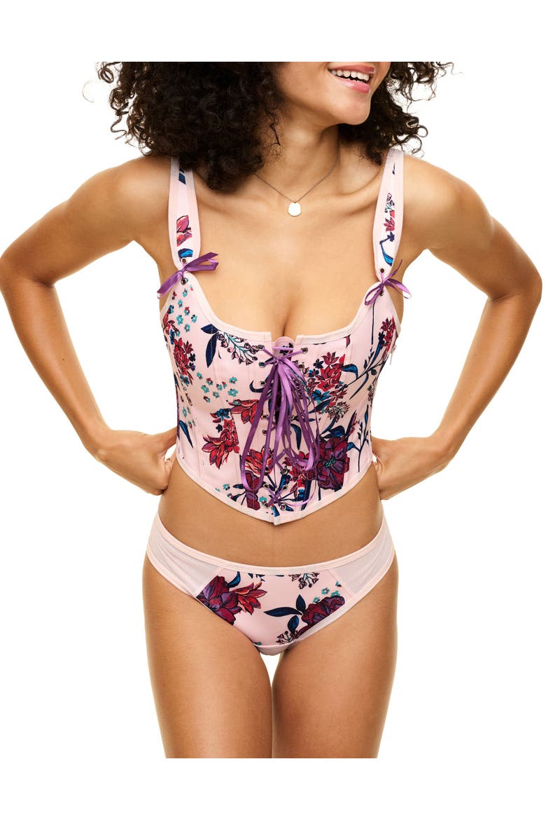Alex Corset & Panty Set, Main, color, Floral pink