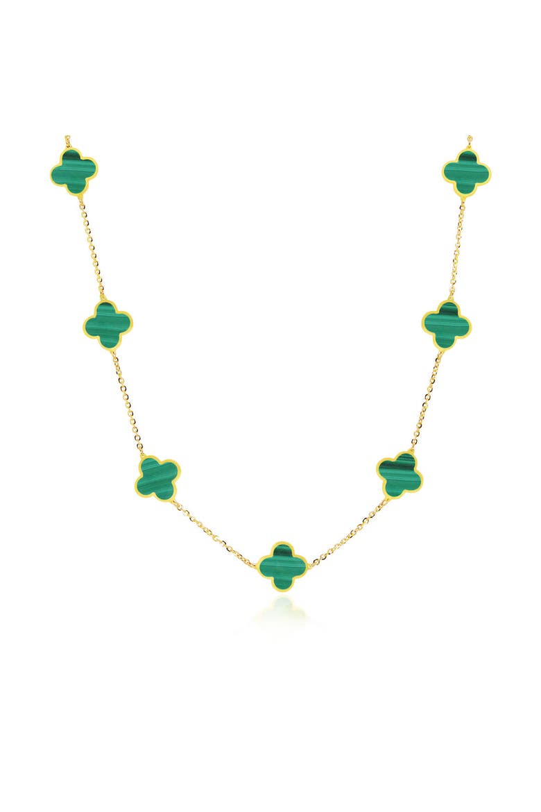 Small Malachite Clover Necklace, Main, color, Malachite