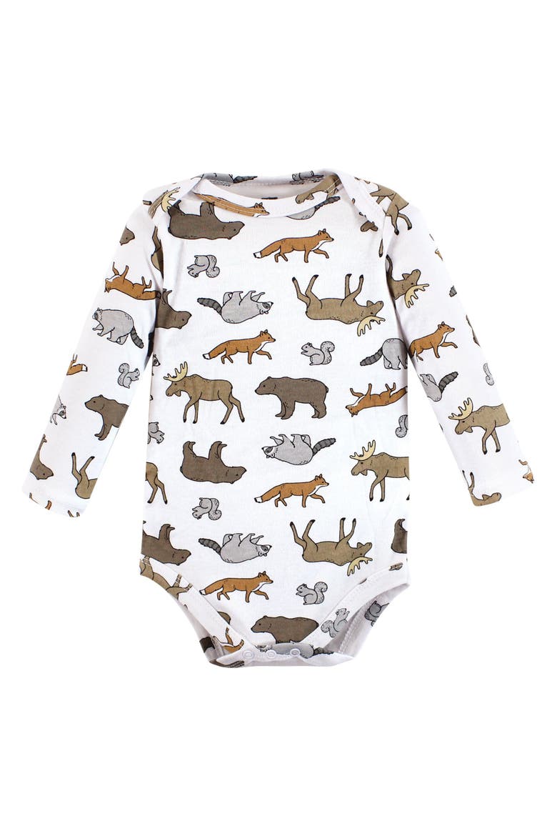 Long-Sleeve Cotton Bodysuit Collection 7-Piece Set, Alternate, color, Animal Adventure 7-Pack