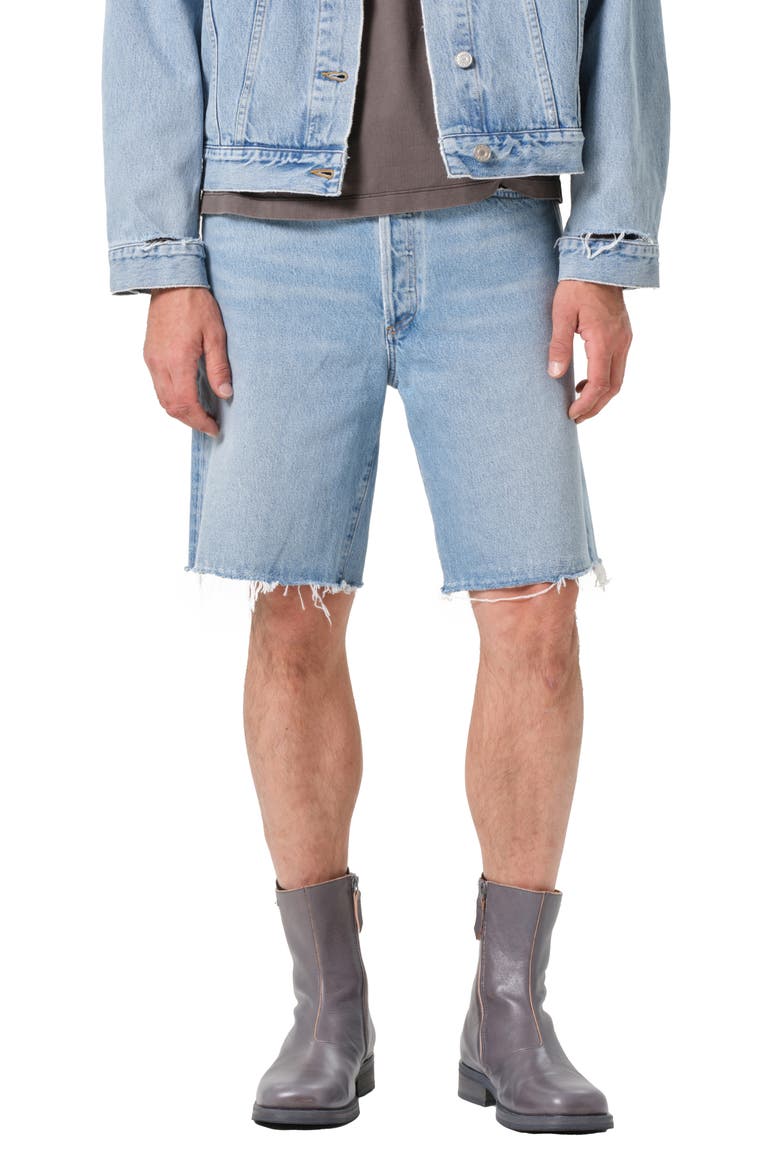 Anson Raw Hem Denim Shorts, Main, color, FORCE
