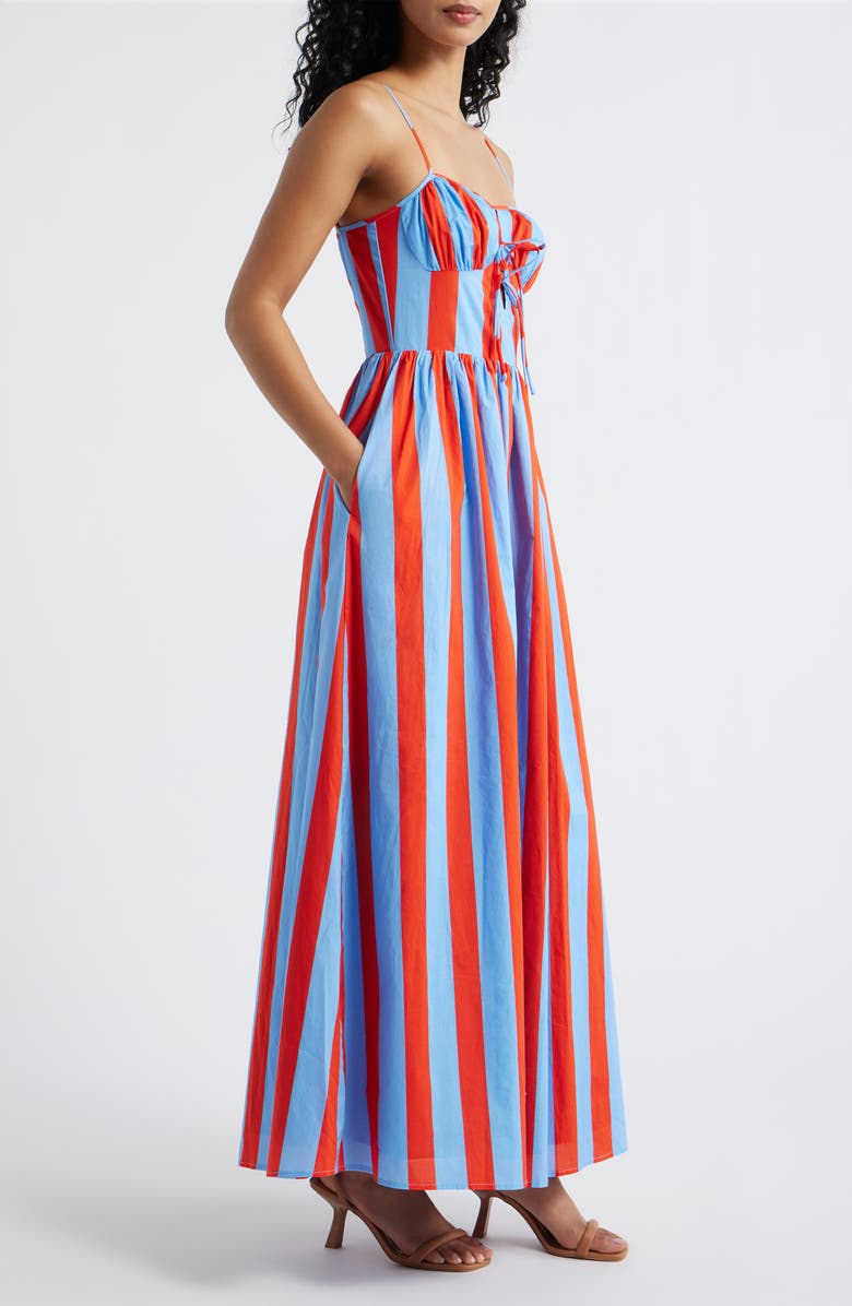 Line & Dot Primo Lace Back Stripe Sleeveless Maxi Dress, Alternate, color, Blue Multi