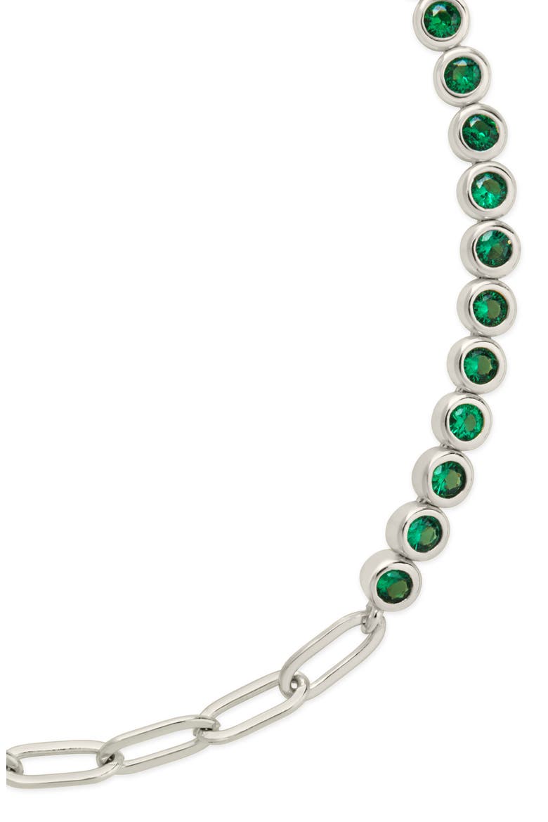 Cubic Zirconia Paper Clip Chain Tennis Bracelet, Alternate, color, SILVER
