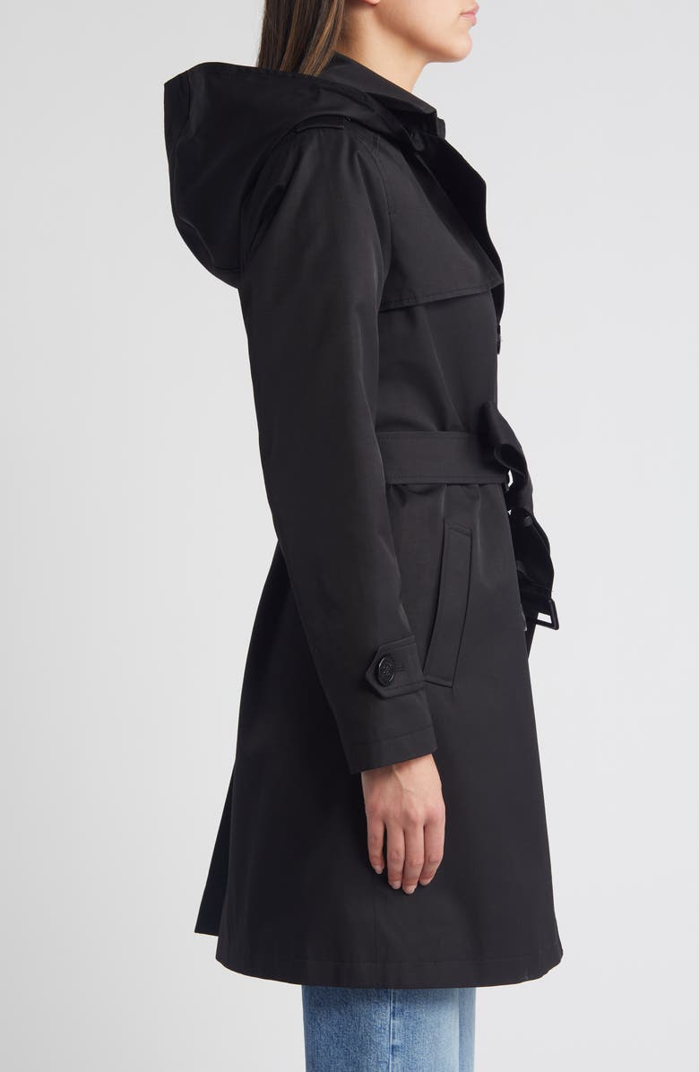 Sam Edelman Cotton Blend Trench Coat with Removable Hood, Alternate, color, 
