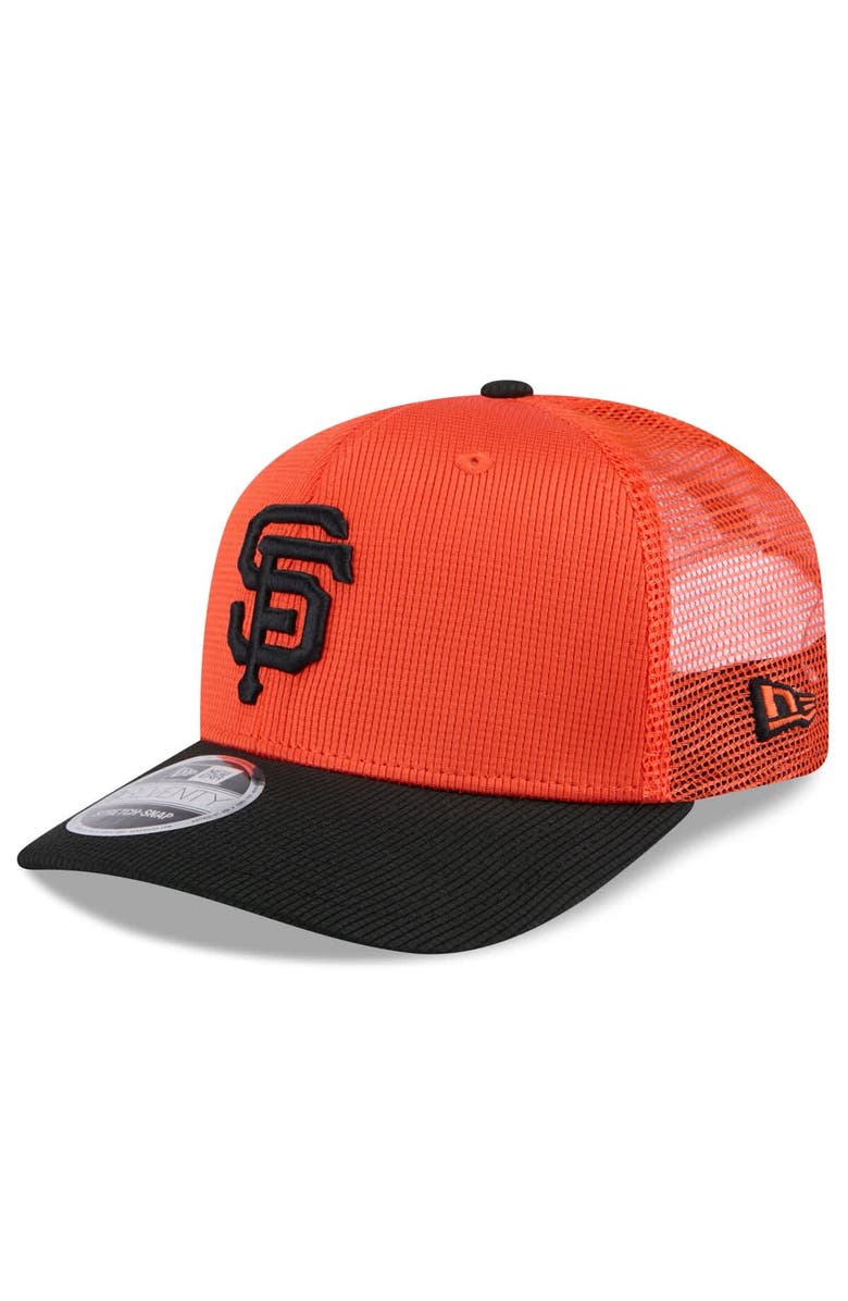 New Era Men's New Era  Orange/Black San Francisco Giants 2025 Spring Training 9SEVENTY Stretch-Snap Trucker Hat, Main, color, 