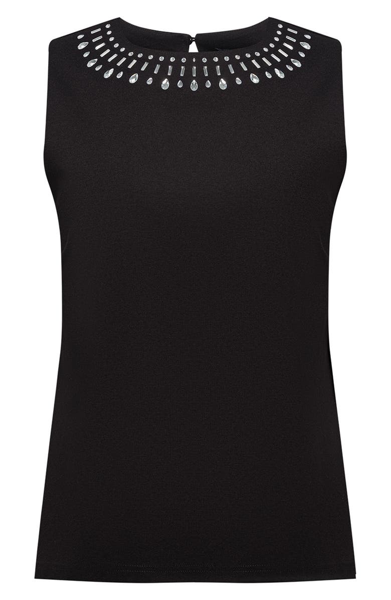 Isaac Mizrahi New York Embellished Ponte Shell, Alternate, color, Black