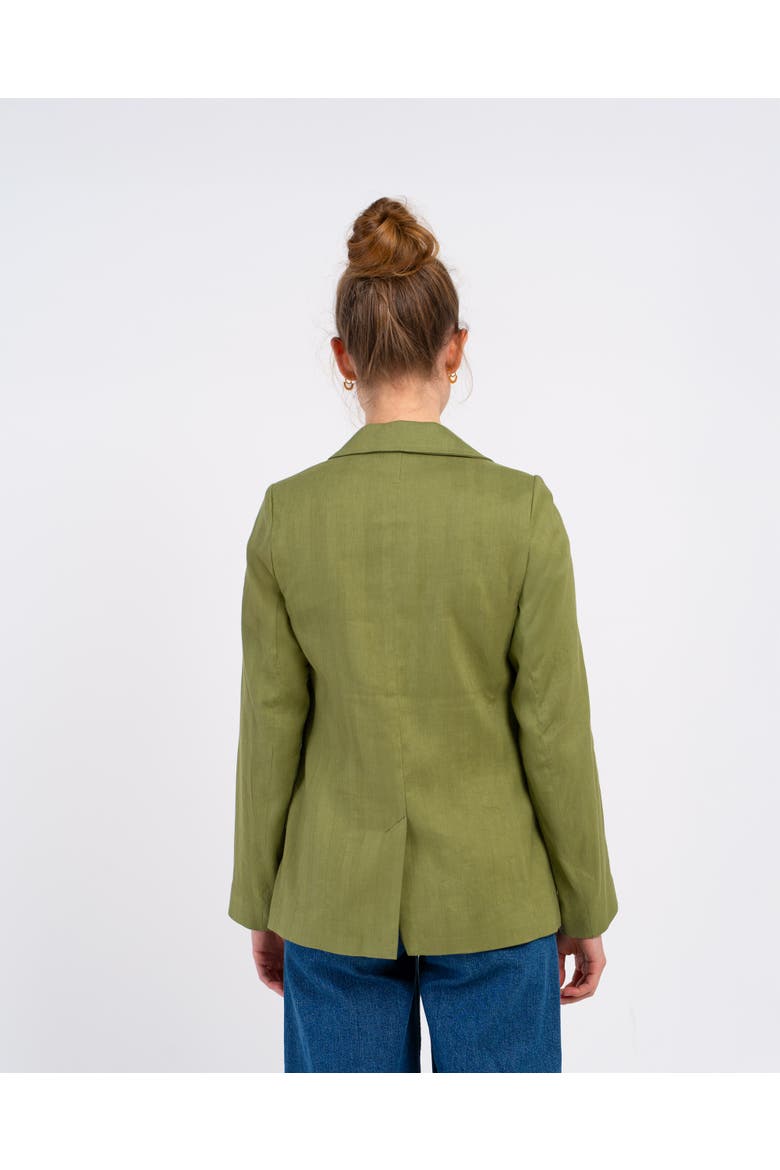 Iona Linen Blazer, Alternate, color, Olive