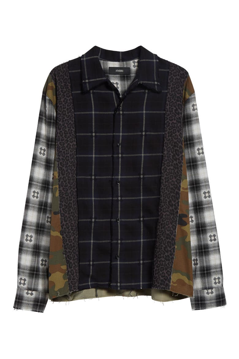Spliced MA Quad Flannel Button-Up Shirt, Alternate, color, MIDNIGHT BLUE