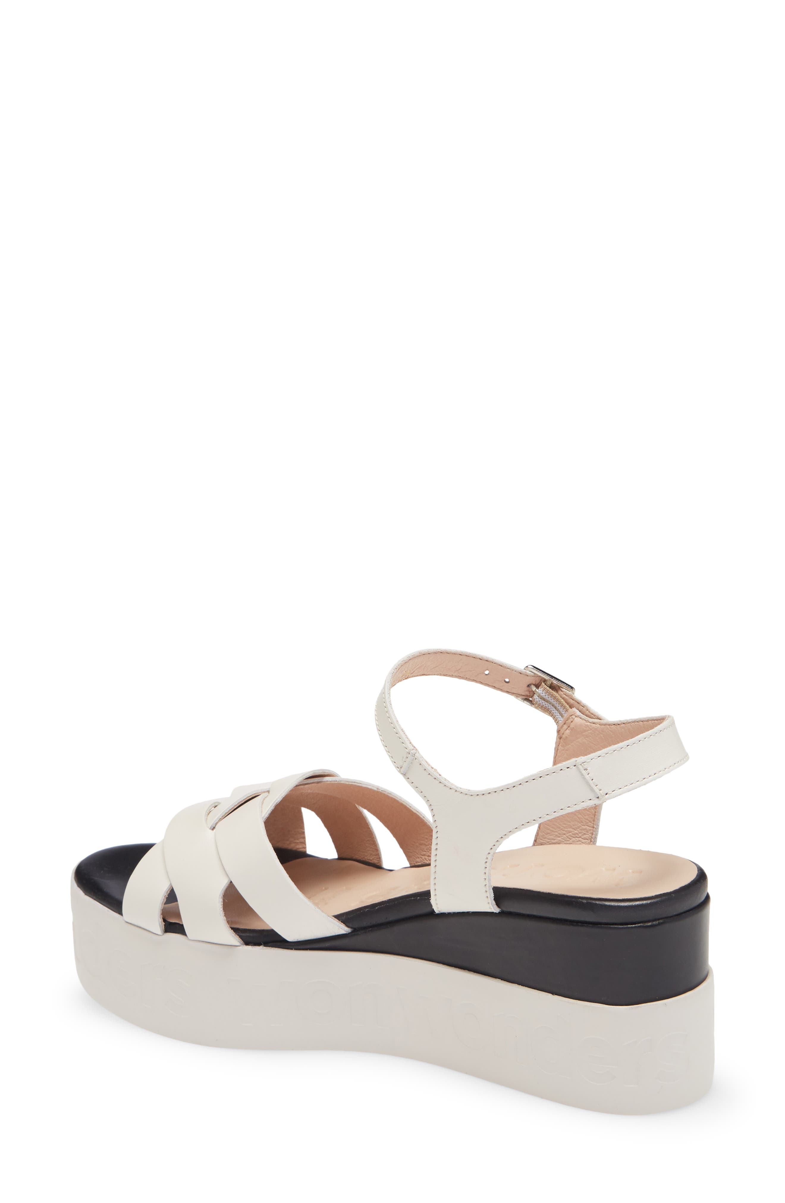 B-7511 Platform Wedge Sandal, Alternate, color, WHITE/ BLACK