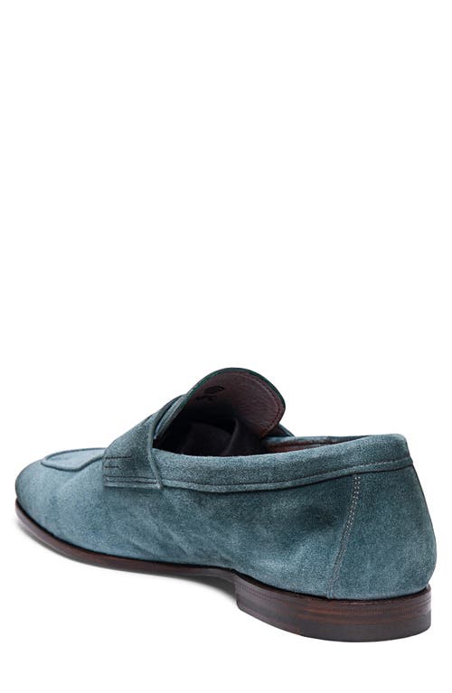 Santoni Goodyear Man Loafers Slate Blue Size 12.5 Leather In Green-v46