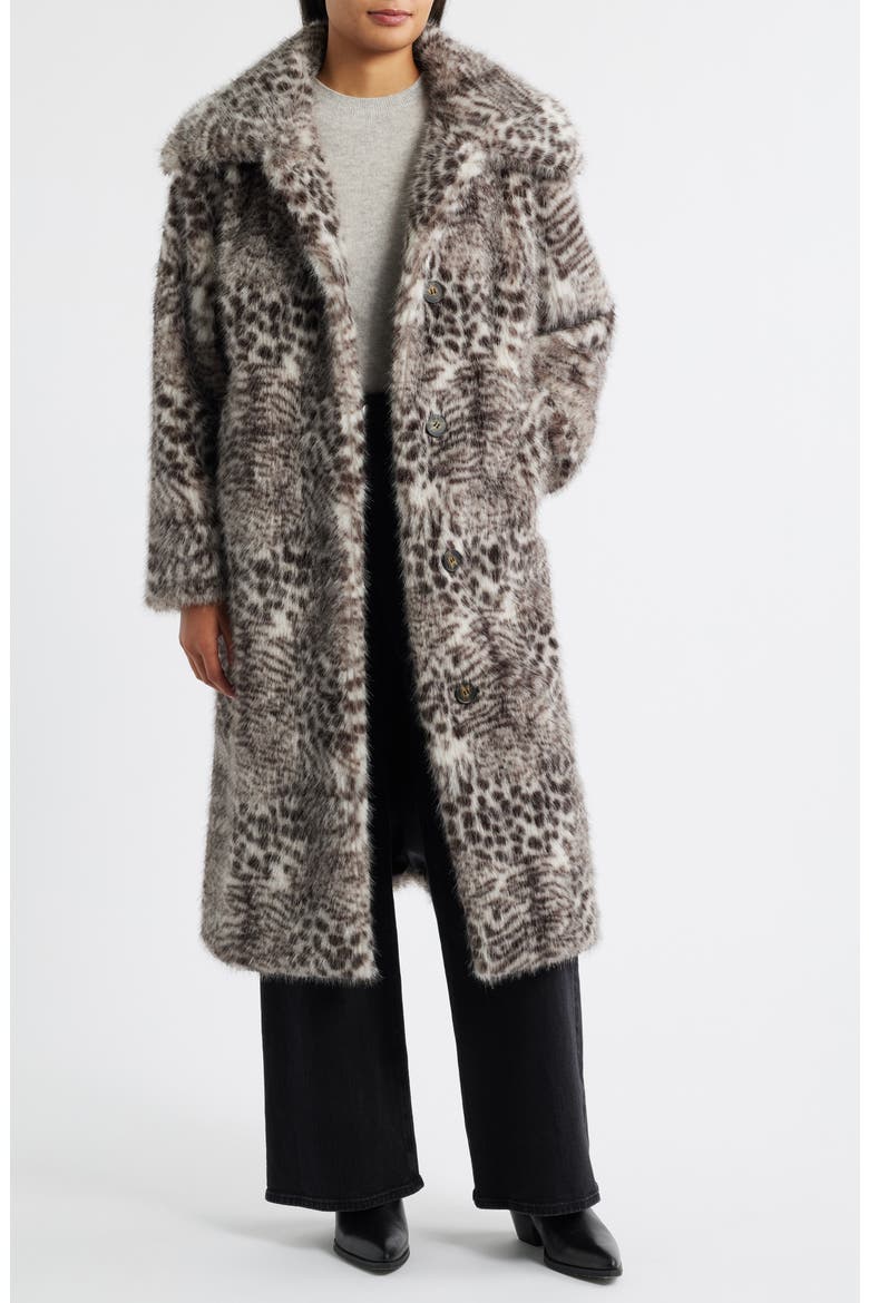 Abstract Leopard Faux Fur Coat, Alternate, color, LEOPARD