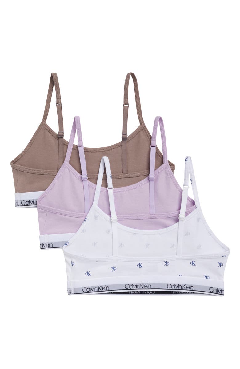 Calvin Klein Kids' Assorted 3-Pack Stretch Cotton Bralettes, Alternate, color, Ckbl/ Pslil/ Dx