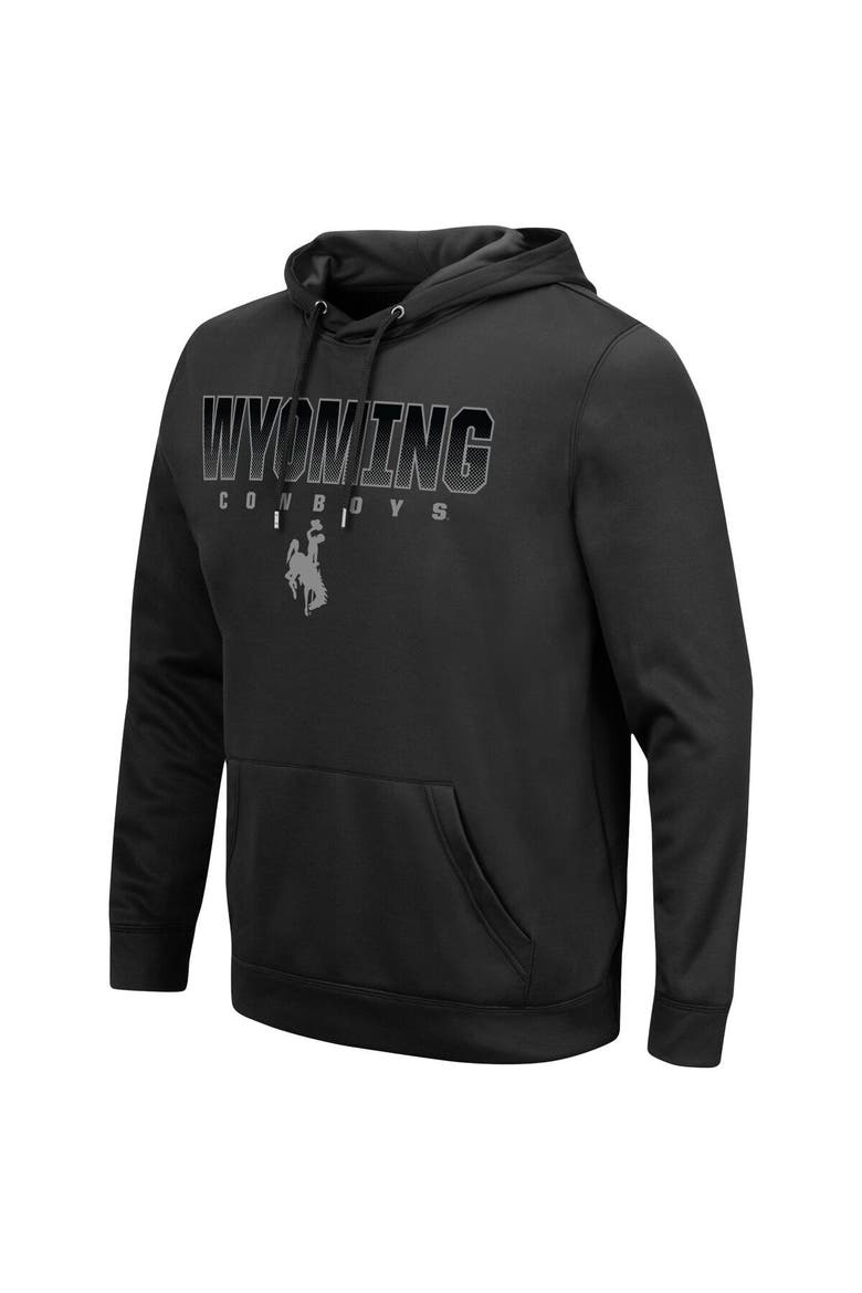 Men's Colosseum Black Wyoming Cowboys Blackout 3.0 Pullover Hoodie, Alternate, color, Black