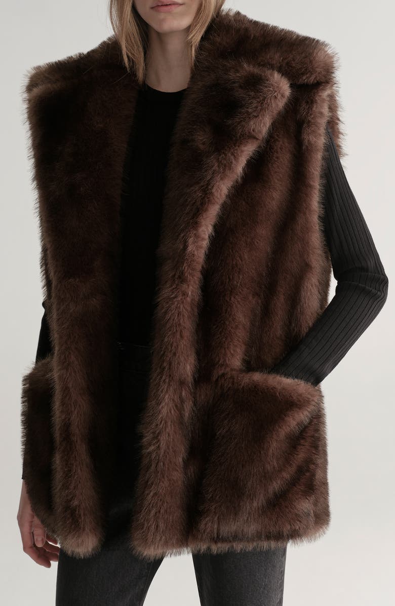 A.L.C. Devon Oversize Faux Fur Vest, Alternate, color, Mink