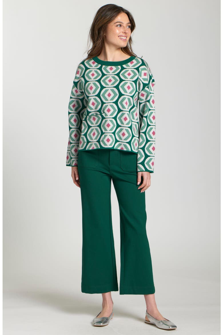 Abstract Geo Sweater, Alternate, color, EMERALD GREEN