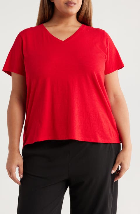 Easy V-Neck Organic Cotton T-Shirt (Plus)
