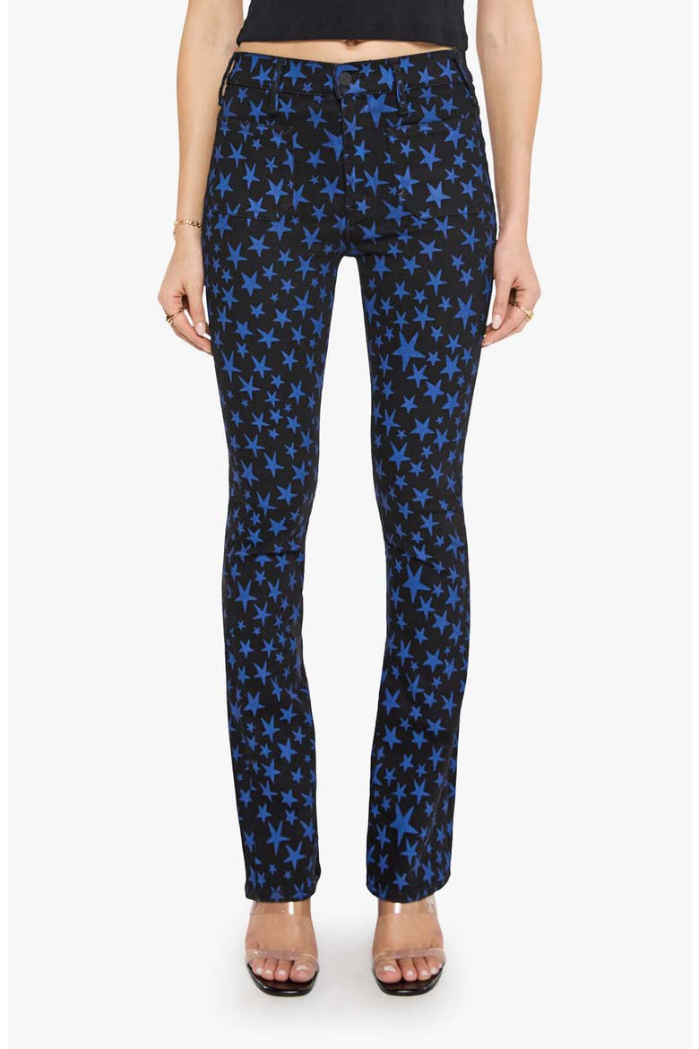 The Patch Pocket Insider Sneak Star Print High Waist Bootcut Jeans, Main, color, ROCK STAR