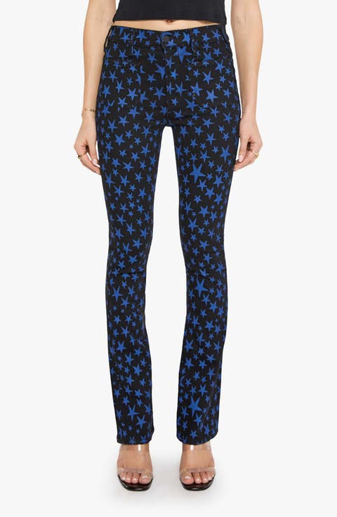 The Patch Pocket Insider Sneak Star Print High Waist Bootcut Jeans