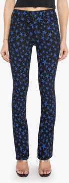 MOTHER The Patch Pocket Insider Sneak Star Print High Waist Bootcut Jeans