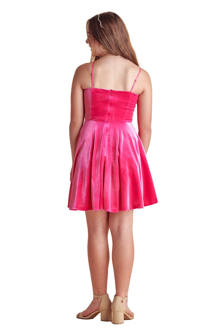 Velvet Fit and Flare Stretch Dress in Longer Length, Alternate, color, Pink