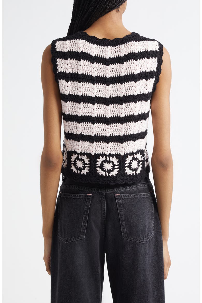 Organic Cotton Crochet Vest, Alternate, color, PRIMROSE PINK/ BLACK