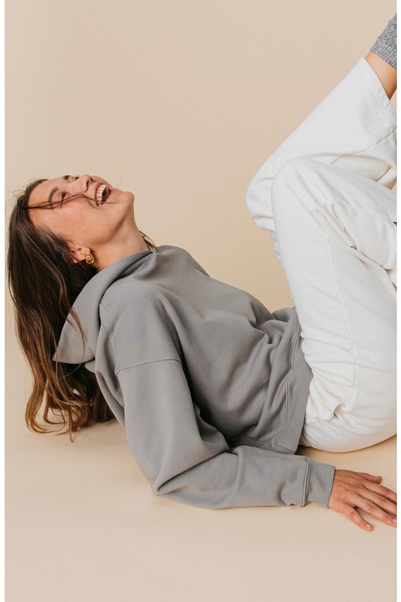 Women's Organic Cotton Teddy Oversized Hoodie, Alternate, color, Ash